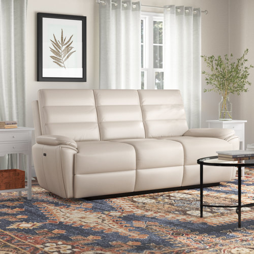 Wade Logan® Aletriz 89.5'' Genuine Leather Pillow Top Arm Reclining